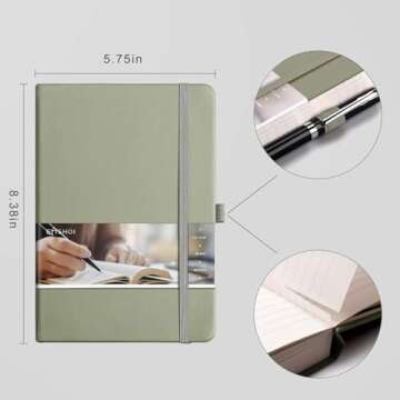 EMSHOI Lined Journal Notebook - A5 Thick Leather Notebook