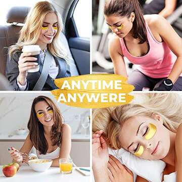 Vandarllin 24K Gold Powder Gel Collagen Eye Masks Sheet Patch, Remove Bags,Dark Circles &Puffiness,Reduce Wrinkle,Moisturising,Hydrating for Blackheads (10 Pairs)