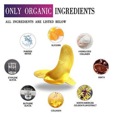 Vandarllin 24K Gold Powder Gel Collagen Eye Masks Sheet Patch, Remove Bags,Dark Circles &Puffiness,Reduce Wrinkle,Moisturising,Hydrating for Blackheads (10 Pairs)