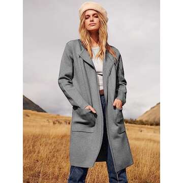 ANRABESS Women's Open Front Knit Lightweight Cardigan Casual Long Coatigan Sweater Lady Jacket Coat ...