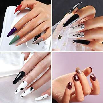 COSCELIA Gel Nail Polish Set 6 Colors Glitter White Black Nude Colors Nail Polish Series Soak Off Uv Gel Nail Polish Nail Art Kit Gift for Women Girls Mom