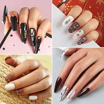 COSCELIA Gel Nail Polish Set 6 Colors Glitter White Black Nude Colors Nail Polish Series Soak Off Uv Gel Nail Polish Nail Art Kit Gift for Women Girls Mom