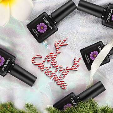 COSCELIA Gel Nail Polish Set 6 Colors Glitter White Black Nude Colors Nail Polish Series Soak Off Uv Gel Nail Polish Nail Art Kit Gift for Women Girls Mom