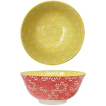 YALONG 6 Inch Porcelain Bowls Set of 4 Assorted Designs Vibrant Colors, Microwave&Dishwasher Safe, Dessert Bowls Serving for Cereal, Soup, Salad Bowls, Stackable 24 Ounce Bowls Set for Father's Day