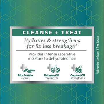 Dr. Miracle's Strong & Healthy Hydrating & Strengthening Deep Conditioner. Contains Coconut Oil to provide intense moisture and repair damaged hair.