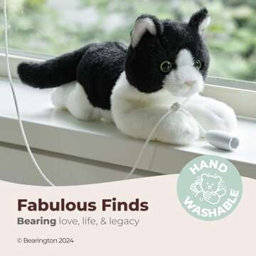 Bearington Collection Lil’ Domino Plush Cat Stuffed Animal, 8 Inch