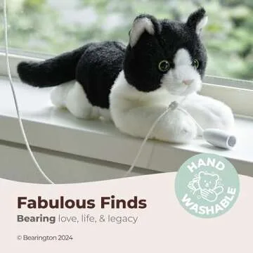 Bearington Collection Lil’ Domino Plush Cat Stuffed Animal, 8 Inch