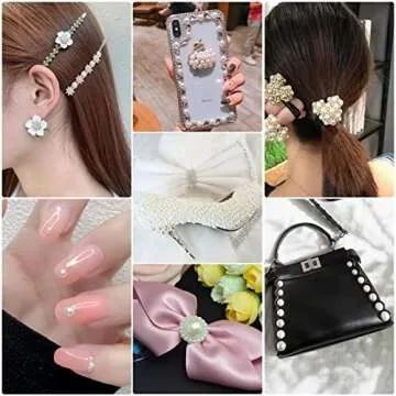 6540PCS Black Resin Flat Back Pearls Rhinestones,Mixed Size 2/3/4/5/6/8/10mm Half Round Pearl Beads Nail Gems Rhinestone with Tweezers and Picker Pencil for Crafts Nail DIY Decoration