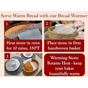 Bread Warmer Basket with Stone - Bread Baskets for Serving Tortilla, Sourdough, House Warming Gifts ...