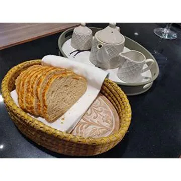 Bread Warmer Basket with Stone - Bread Baskets for Serving Tortilla, Sourdough, House Warming Gifts New Home, Terracotta, Bakers Gift for Kitchen, Bread Maker Women, Men, Birthday, Hostess Farmhouse