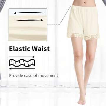 MANCYFIT Women's Half Slip Culotte Shorts with Lace Trim, Beige, Large