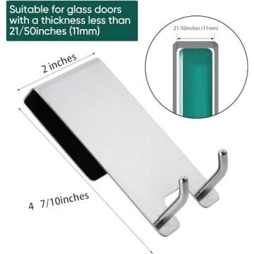 Taozun Shower Door Hooks - Over The Door Hooks for Shower Towel Hooks for Bathroom Frameless Glass Shower Door, Shower Squeegee Hooks Stainless Steel 2 Packs