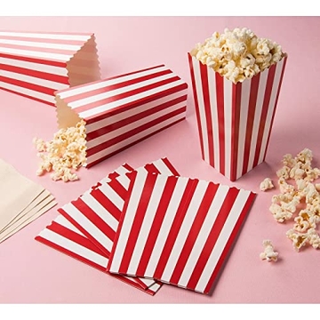 BLUE PANDA 100-Pack Large Popcorn Boxes for Parties