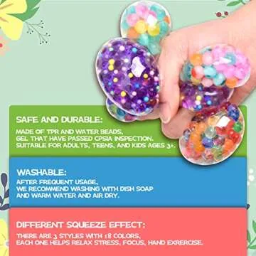 Easter Eggs Stress Balls - 18 Pack Fidget Toys for Adults, Stress Balls with Colorful Fillers, Easter Basket Stuffers Party Favors Fidget Stress Toys for Autism & ADD/ADHD(14 Year+)