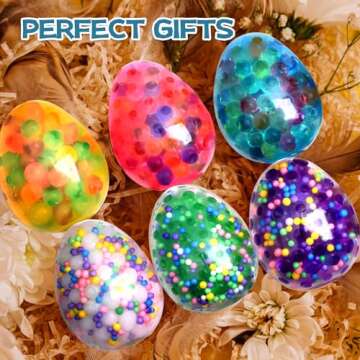 Easter Eggs Stress Balls - 18 Pack Fidget Toys for Adults, Stress Balls with Colorful Fillers, Easter Basket Stuffers Party Favors Fidget Stress Toys for Autism & ADD/ADHD(14 Year+)