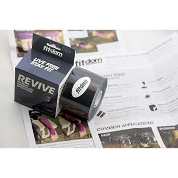 Fitdom Kinesiology Physiotherapy Synthetic Sports Tape in Uncut, Precut & Bulk Roll + Bonus Instruct...