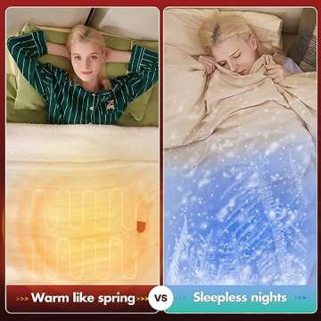 BENFOX Electric Heated Blanket, Faux Rabbit Fur Heating Blanket with 6 Heating Levels & 4 Hours Auto Off, Fast Heating Warm Cozy Sherpa Washable Blanket,Over-Heat Protect, ETL Certification,Beige