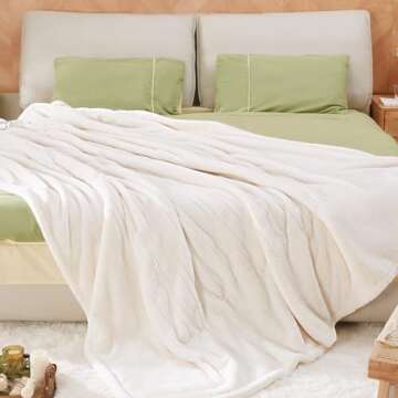 BENFOX Electric Heated Blanket, Faux Rabbit Fur Heating Blanket with 6 Heating Levels & 4 Hours Auto Off, Fast Heating Warm Cozy Sherpa Washable Blanket,Over-Heat Protect, ETL Certification,Beige