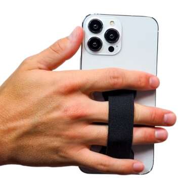 LOVEHANDLE PRO Premium Phone Grip - Elastic Phone Strap - Magnetic Phone Mount and Kickstand for Sma...