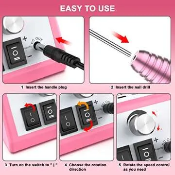 AIRSEE Electric Nail Drill Kit with 11 Bits & 56 Sanding Bands