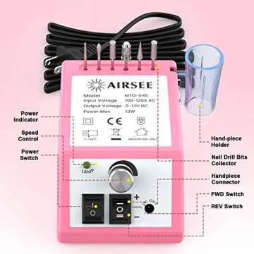AIRSEE Electric Nail Drill Kit with 11 Bits & 56 Sanding Bands