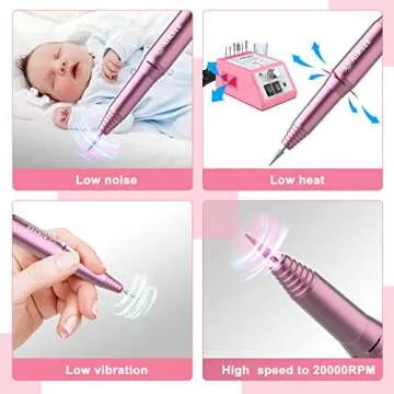 AIRSEE Electric Nail Drill Kit with 11 Bits & 56 Sanding Bands