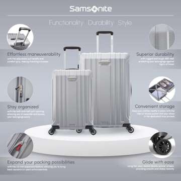 Samsonite Hardside Spinner Wheel Luggage, Silver, 2-Piece Set