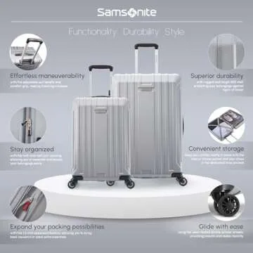 Samsonite Hardside Spinner Wheel Luggage, Silver, 2-Piece Set