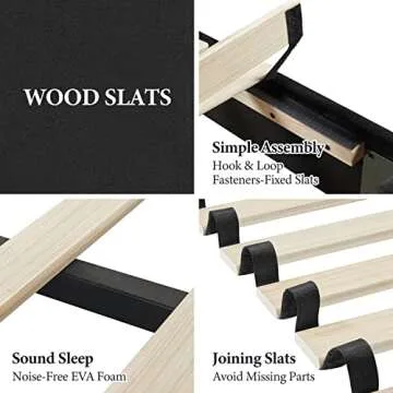 Yaheetech Queen Bed Frame Velvet Upholstered Platform Bed with 2 USB Charging Stations/Ports for Type A&Type C, Seamlessly Connected Headboard/Noise-Free/Wood Slats Support, Black Queen Bed