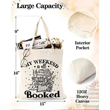 Tuitessine Bookish Gifts for Book Lover Readers Canvas Tote Bag Glass Cup Set Women Teacher Appreciation Gifts Family Birthday Presents