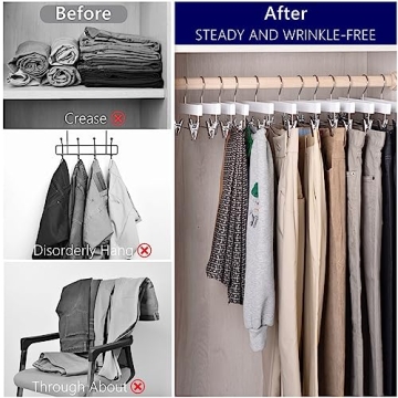 Amber Home Premium Wooden Pants Hangers - 24 Pack