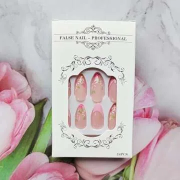 24 Pcs Colourful Flower Floral Press on Nails for Women