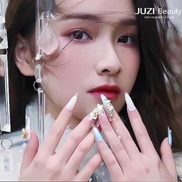 24 Pcs Colourful Flower Floral Press on Nails for Women