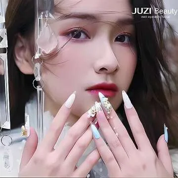 24 Pcs Colourful Flower Floral Press on Nails for Women