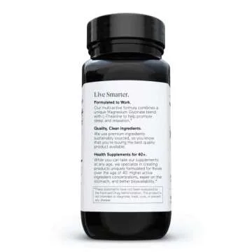 Smarter Nutrition Magnesium Complex - Chelated Mag Glycinate and Citrate, Malate, Hydroxide - Sleep & Stress Support with L-Theanine for Muscles, Nerves - Soy-Free - 60 Count - 30-Day Supply