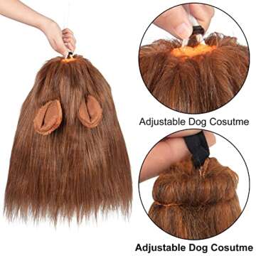 CPPSLEE Lion Mane for Dog Costumes, Dog Lion Mane, Realistic Lion Wig for Medium to Large Sized Dogs, Large Dog Halloween Costumes, Lion Mane for Dog, Halloween Costumes for Dogs (Dark Brown)