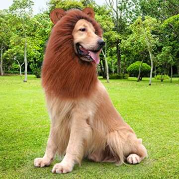 CPPSLEE Lion Mane for Dog Costumes, Dog Lion Mane, Realistic Lion Wig for Medium to Large Sized Dogs, Large Dog Halloween Costumes, Lion Mane for Dog, Halloween Costumes for Dogs (Dark Brown)