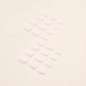 ZTZTST 24 Pcs Press on Nails Short Square Fake Glitter Stick with Design Full Cover Glue Pink Acrylic Glossy Artificial False for Women and Girls Daily Manicure Decoration