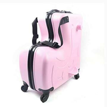 TFCFL Suitcase Kid Luggage Travel Fashionable Appearance Rideable Funny Suitcase Add Fun to The Journey Kid Gift 20in Recommended Age 2-12 Years Old Boy/Girl Suitcase PC Material (Pink)