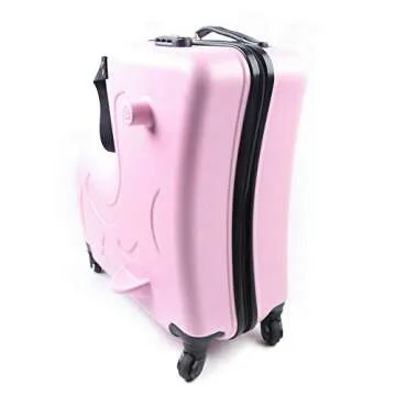 TFCFL Suitcase Kid Luggage Travel Fashionable Appearance Rideable Funny Suitcase Add Fun to The Journey Kid Gift 20in Recommended Age 2-12 Years Old Boy/Girl Suitcase PC Material (Pink)