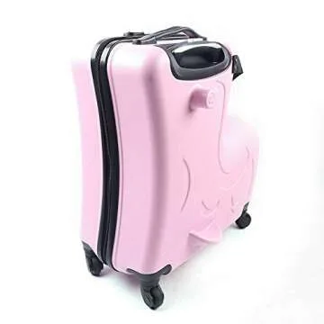 TFCFL Suitcase Kid Luggage Travel Fashionable Appearance Rideable Funny Suitcase Add Fun to The Journey Kid Gift 20in Recommended Age 2-12 Years Old Boy/Girl Suitcase PC Material (Pink)