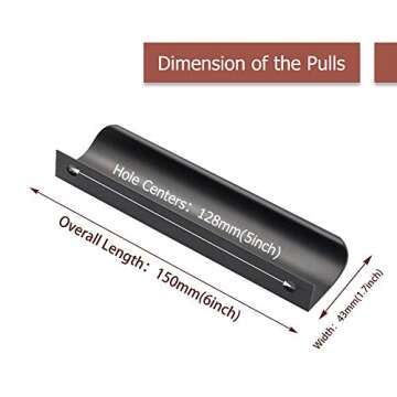goldenwarm 2 Pack Black Cabinet Handles 5 Inch Finger Pulls for Cabinets Black Edge Pulls for Dresse...