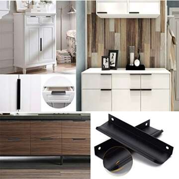 goldenwarm 2 Pack Black Cabinet Handles 5 Inch Finger Pulls for Cabinets Black Edge Pulls for Dresser Drawers Modern Kitchen Hardware, Aluminum Alloy
