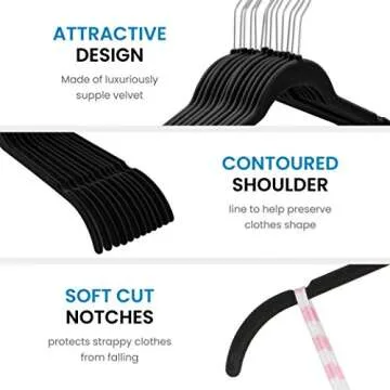 Premium Velvet Shirt Hangers - 60 Pack for Ultra Slim Storage