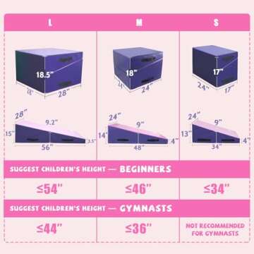 Kangaroo Hoppers Incline Gymnastics Mat, 56"x28"x15" Folding Wedge for Kids Tumbling, Skill Training...