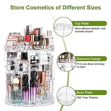 Elegant 360 Degree Rotating Makeup Organizer for Beauty Essentials