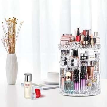 Elegant 360 Degree Rotating Makeup Organizer for Beauty Essentials
