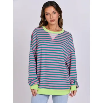 ANRABESS Oversized Striped Women Sweatshirt for Fall