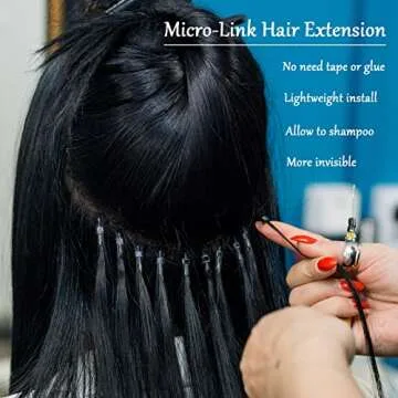 NIACONN 1000pcs Micro link Beads 5mm for Hair Extensions, Silicone Lined Rings Hair Extensions Tool - Black