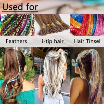 NIACONN 1000pcs Micro link Beads 5mm for Hair Extensions, Silicone Lined Rings Hair Extensions Tool - Black